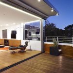 Hill Apartment in Sydney Wooden Deck Flooring in Terrace and Glass Sliding Door