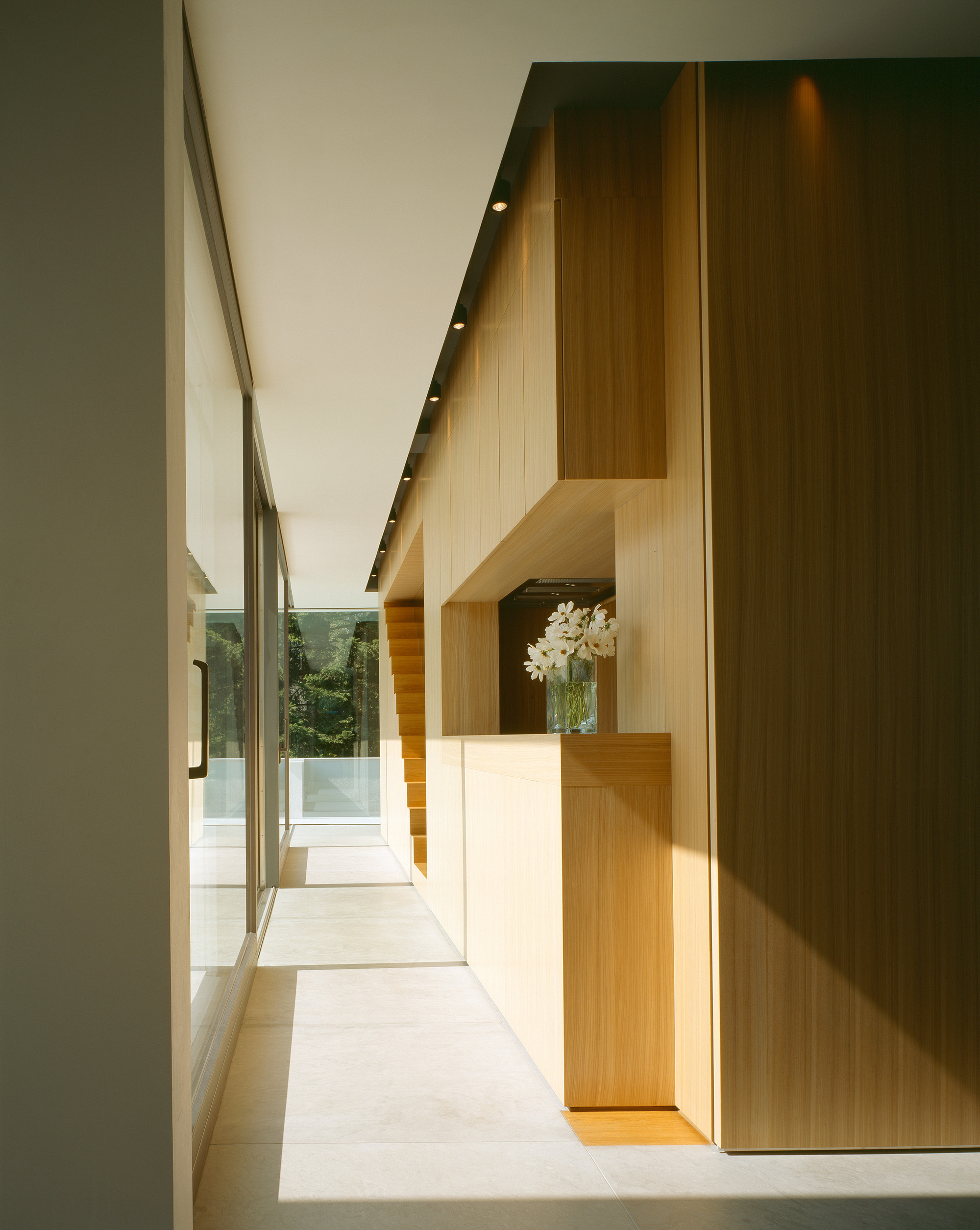 Corridor Design under House Anna Philipp Among Hardwood Flooring under Taupe Hues Flower Gave Fresh Atmosphere