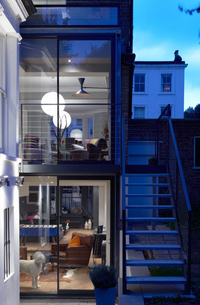 Kempson Road | Townhouse Architecture by Giles Pike Architects Combination Of Wide Glass Bay Window Also Outdoor Staircase At Sideyard