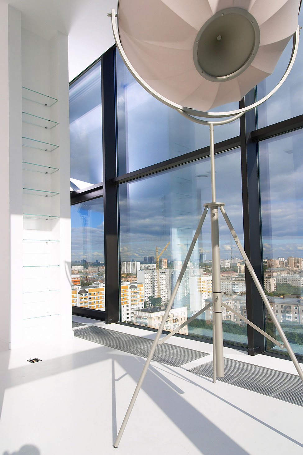 Fascinating Floor Lamp At Corner Of Living Room Nearby Window Near Buil It Shelving At Falcons Nest Penthouse Fascinating Floor Lamp At Corner Of Living Room Nearby Window Near Buil It Shelving At Falcons Nest Penthouse