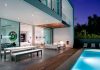 Beautiful Private Residence in Santa Monica by Steven Kent Architect Dining Table Also Outdoor Benches Beside Swimming Pool